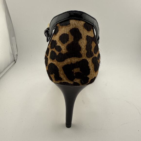 Michael Kors Womens Simone Open Toe Black Patent Animal Print Size 10M NWB - Picture 7 of 16